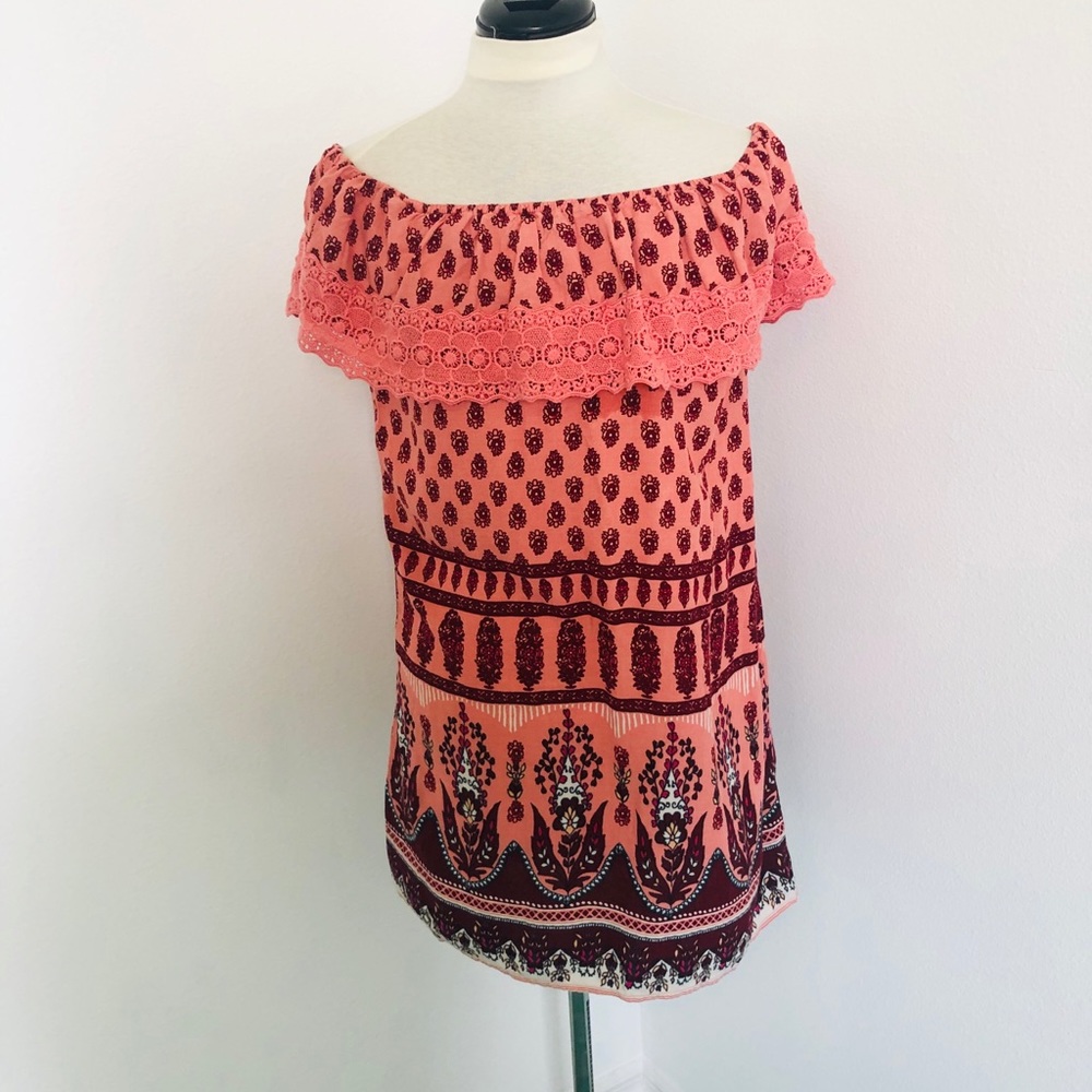 ❤️Hollister Salmon Pink Off Shoulder Midi Dress